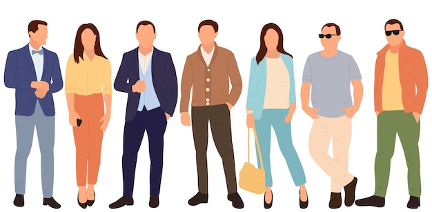 Standing people flat design isolated vector