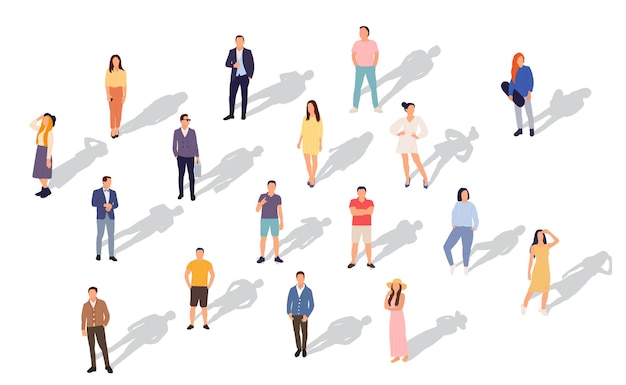 standing people set on white background vector