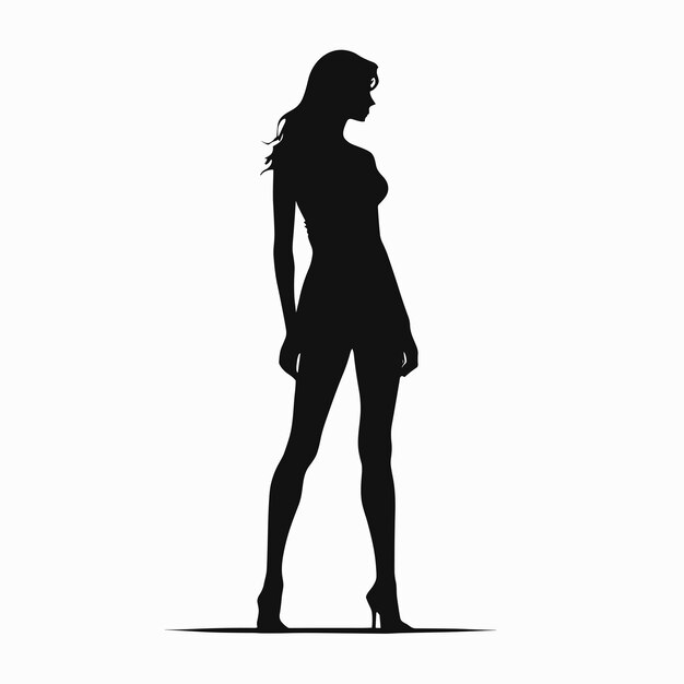 Standing woman silhouette single woman standing alone vector illustration