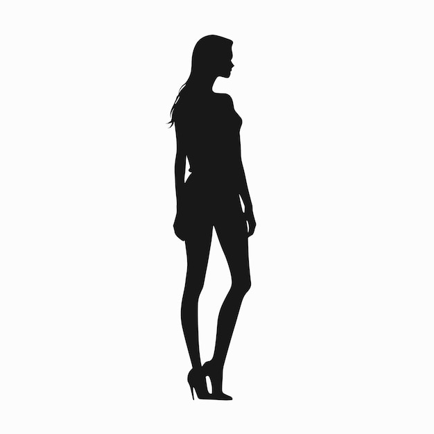 Standing woman silhouette single woman standing alone vector illustration