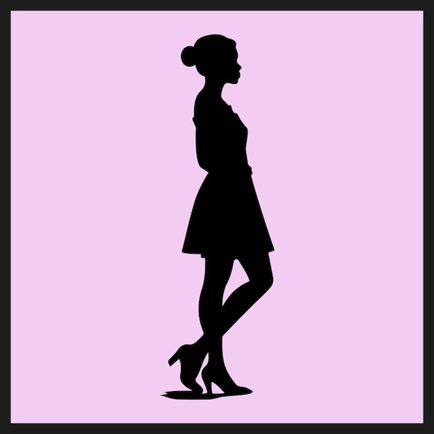 Vector standing woman silhouette vector clipart