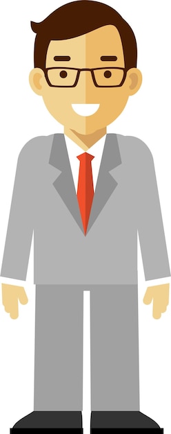 Standing Young Business Man in Flat Style