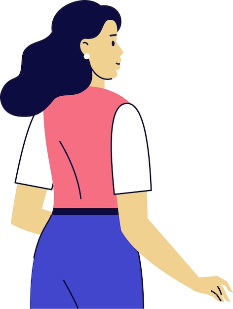 Vector standing young woman back view