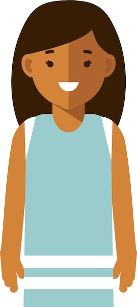 Vector standing young woman in blue dress flat style