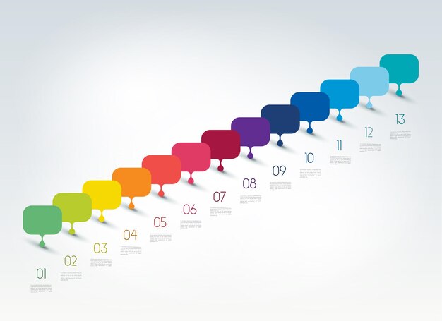 Stap voor stap sjabloon Genummerd diagram Infographic-element