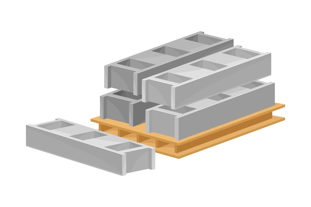 Stapel bakstenen op een pallet voor vervoer op het terrein Vector illustratie