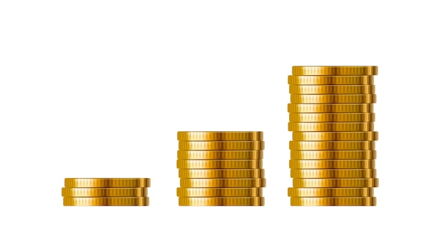 Stapel gouden munten Stapel geld Financiële investeringen en spaarconcept Spelelementen Stapel goudgeld Schatstapel