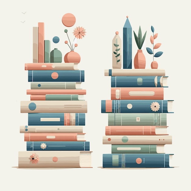 Stapel kleurrijke boeken vectorillustratie gegenereerde ai