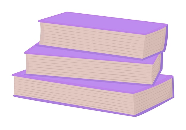 Stapel van drie boeken, paarse en beige kleuren