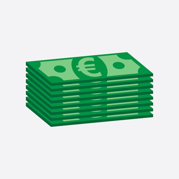 Stapels geld, euro contant geld. vectorillustratie in plat ontwerp op witte achtergrond