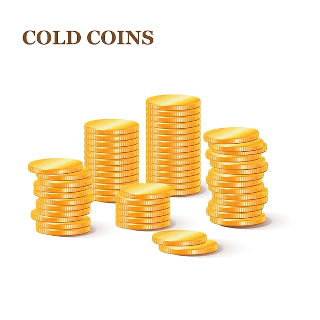Stapels gouden munten Verzameling van illustraties iconen van gouden munten Zakelijke en bancaire objecten