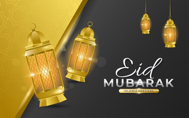 Stappen gouden en zwarte kleur van eid mubarak-achtergrond