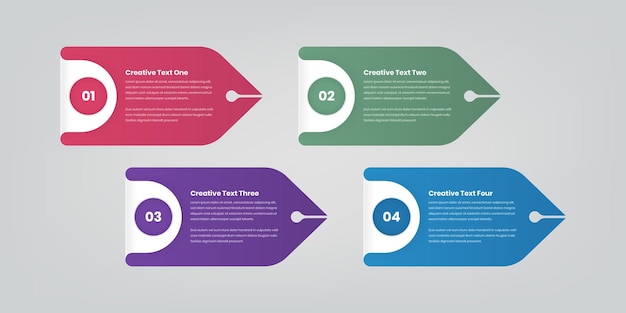 Stappen infographic zakelijke tekst en functies presentatiekaartelement met nummer