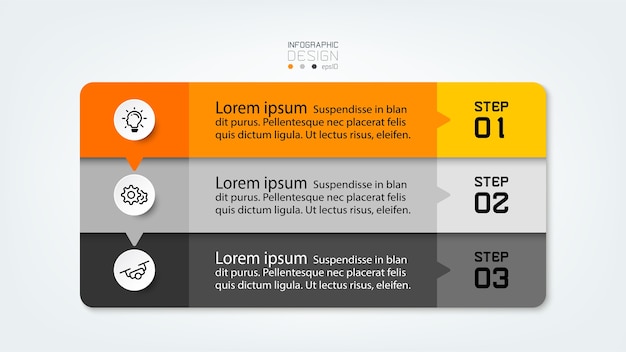 Stappen voor communicatie via vierkante dozen die worden gebruikt voor presentatieadvertenties of uitgezonden infographic