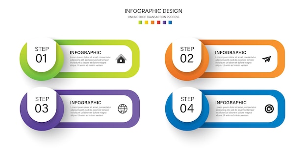 Stappen zakelijke data visualisatie tijdlijn proces infographic sjabloonontwerp met pictogrammen