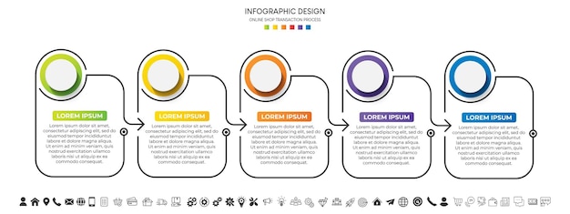 Stappen zakelijke data visualisatie tijdlijn proces infographic sjabloonontwerp met pictogrammen