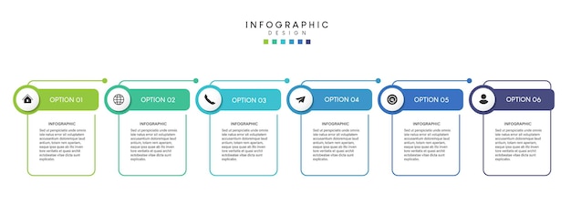 Stappen zakelijke data visualisatie tijdlijn proces infographic sjabloonontwerp met pictogrammen