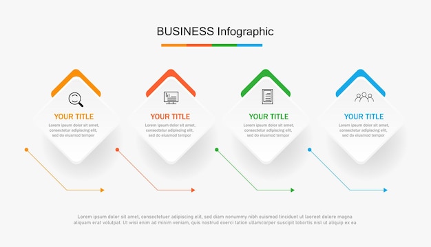 Stappen zakelijke data visualisatie tijdlijn proces infographic sjabloonontwerp