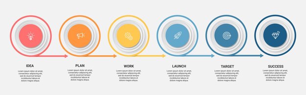 Stappen zakelijke tijdlijn infographic sjabloonontwerp