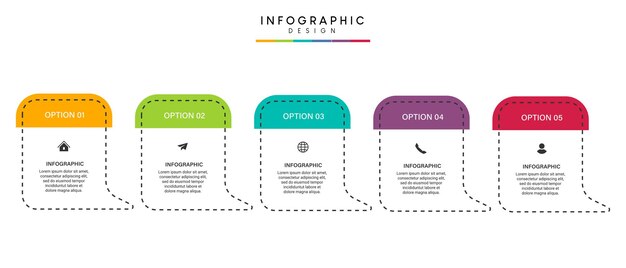 Stappen zakelijke tijdlijn proces infographic sjabloonontwerp met pictogrammen