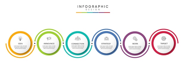 Stappen zakelijke tijdlijn proces infographic sjabloonontwerp met pictogrammen