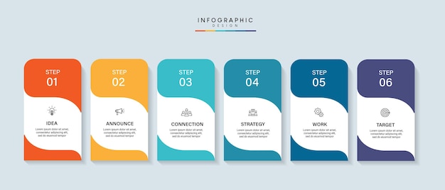 Stappen zakelijke tijdlijn proces infographic sjabloonontwerp met pictogrammen