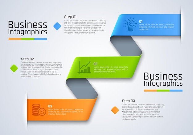 Stappendiagram van zakelijke infographics sjabloon