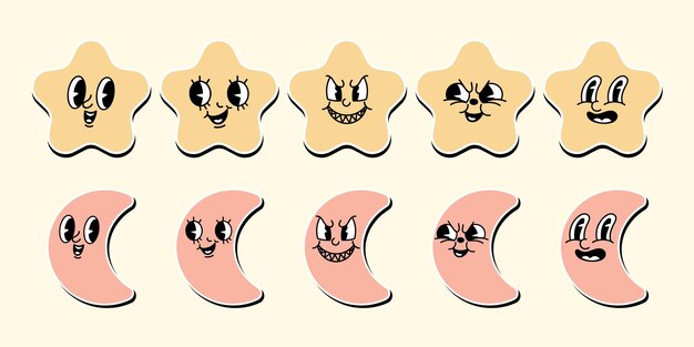 벡터 별과 달 표현 무료 벡터 아트
