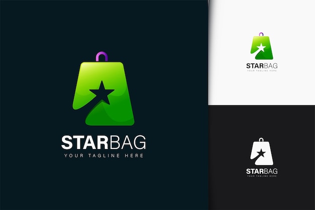 Star bag logo design with gradient