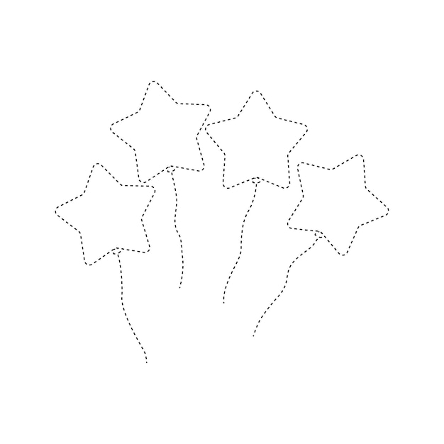 Star balloon tracing worksheet for kids