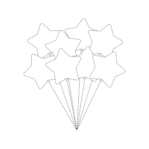 Star balloon tracing worksheet for kids