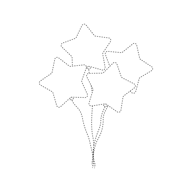 Star balloon tracing worksheet for kids