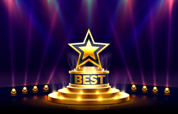 Star best podium award sign golden object