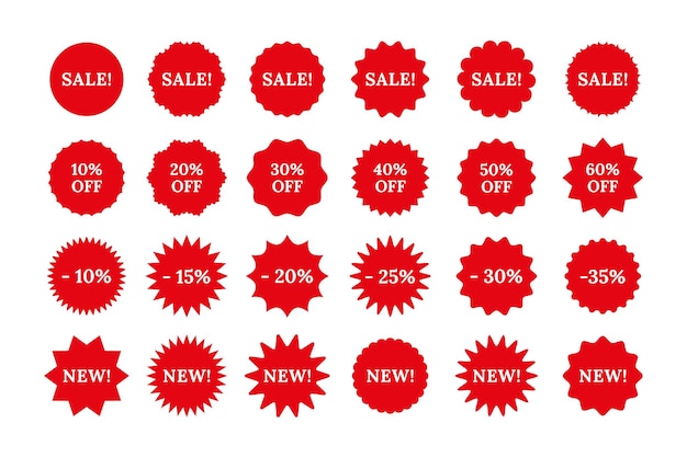 Star burst price stickers Sale promo stamps Vector illustration