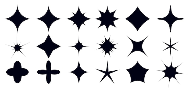 Star burst sticker vector set Zwarte platte prijsetiketten explosie silhouetten Ster blanke label sticke