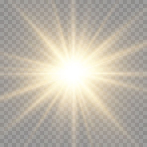 The star burst with brilliance, glow bright star, yellow glowing light burst , yellow sun rays, golden light effect, flare of sunshine with rays, vector illustration, eps 10