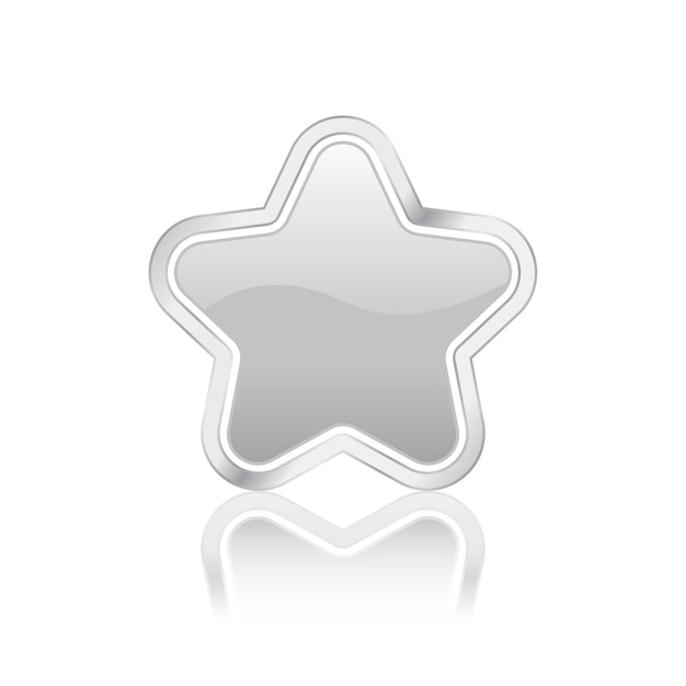 Vector star button silver