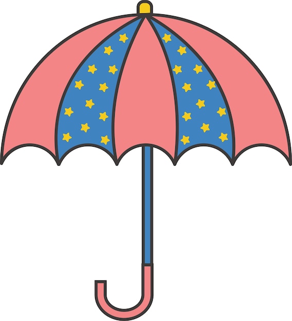 Vector star cartoon open umbrella element