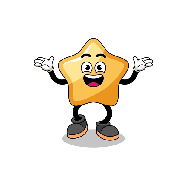 Star cartoon searching with happy gesture