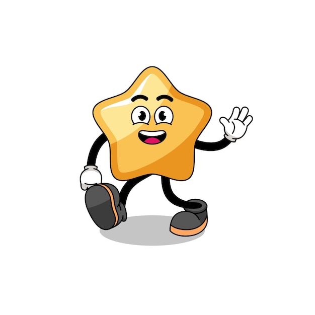 Vector star cartoon walking