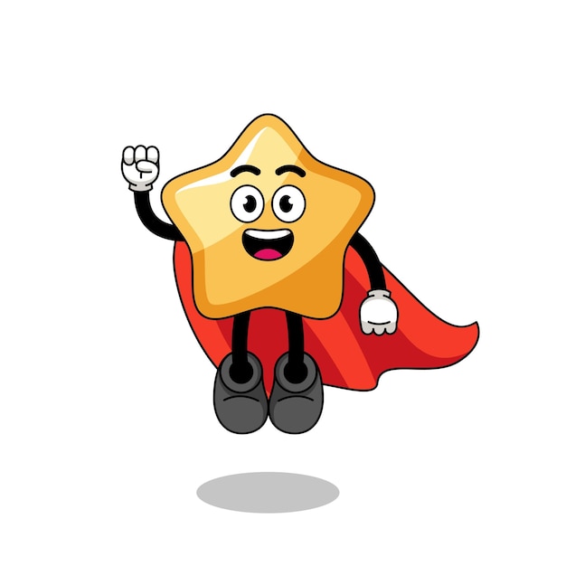 Star cartoon with flying superhero