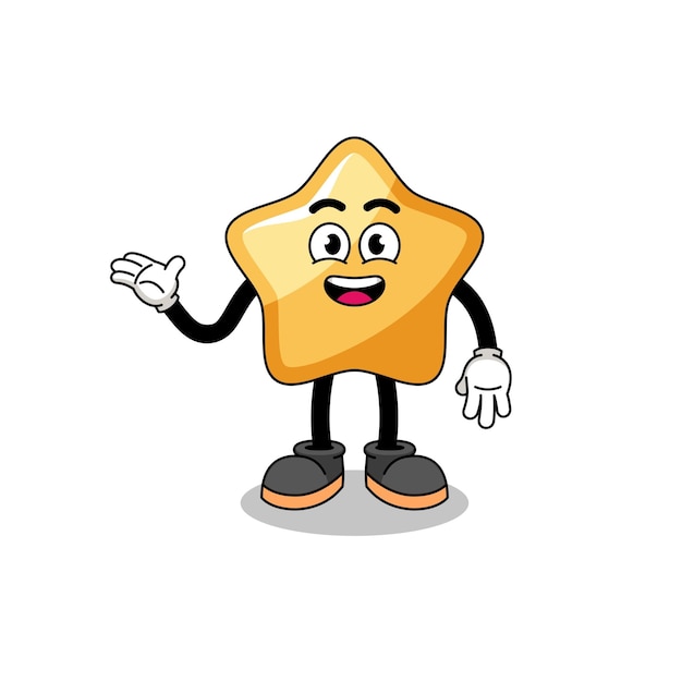Star cartoon with welcome pose