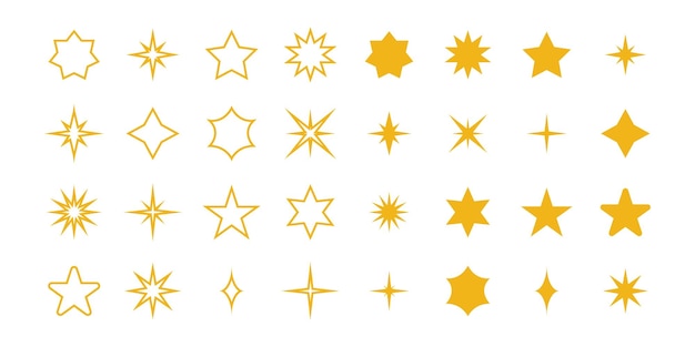star collection star vector iconsgolden set of star modern simple flat and line style