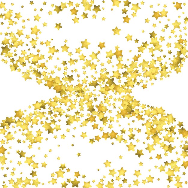 Vector star confetti. gold random confetti background. bright design template. vector white and yellow cover template. birthday or wedding invitation template. abstract card for gifts. 2018 new year greeting