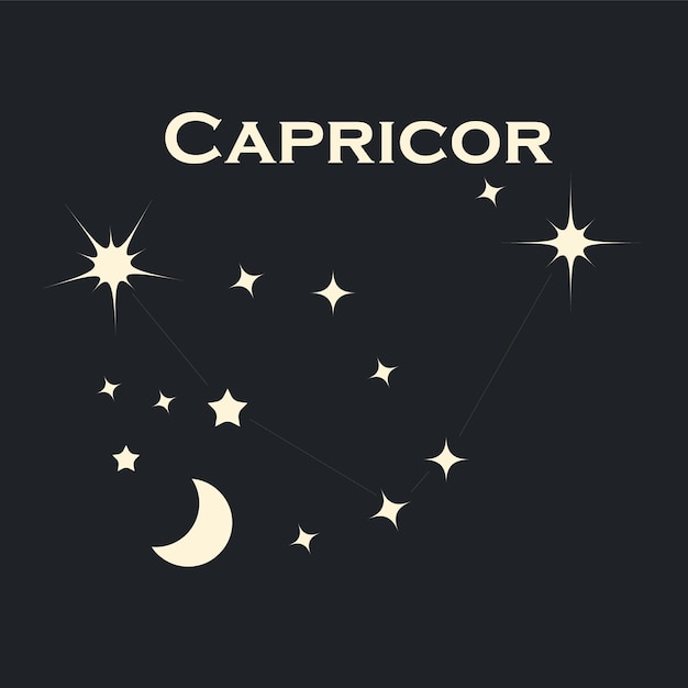 Star constellation zodiac Capricor. Vector. All elements are isolated