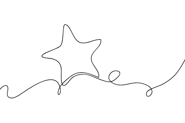 Vector star continuous line art drawing hand drawn doodle vector illustration in a continuous line line art decorative design