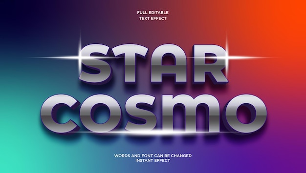 Vector star cosmo 3d editable text effect style