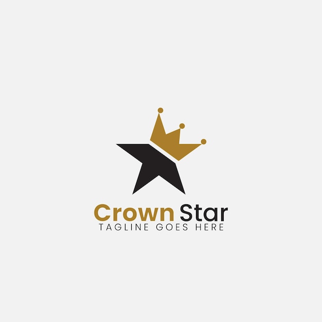 Star and Crown logo design icon minimal and clean