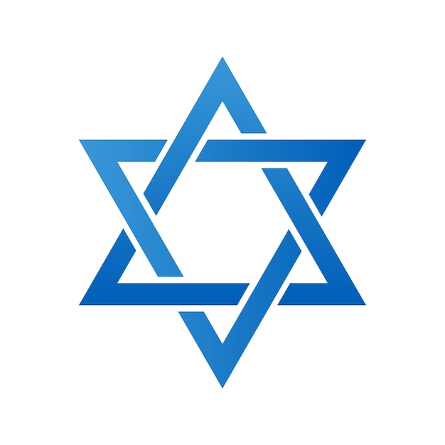 Изолированная звезда Давида Векторная иллюстрация еврейского традиционного символа Синяя шестиконечная звезда на белом фоне