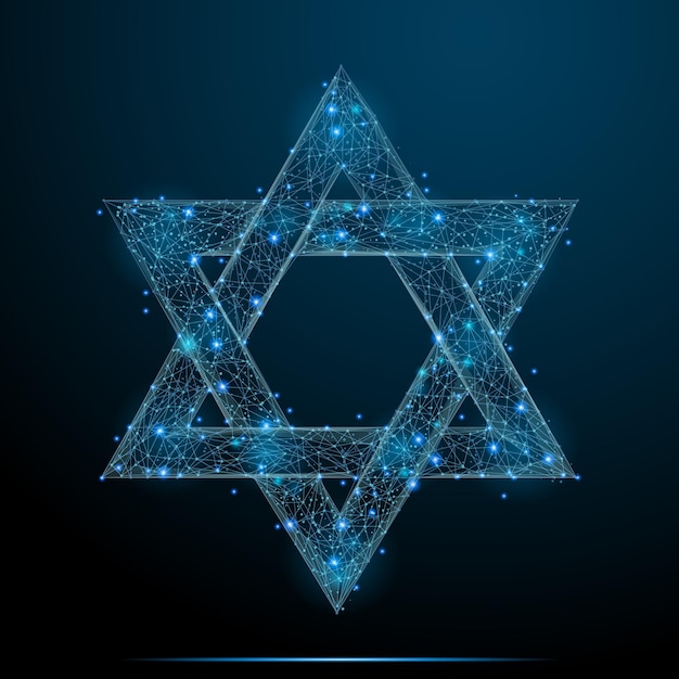 Star of David low poly blue Abstract image of the star of David of a starry sky or space Polygonal